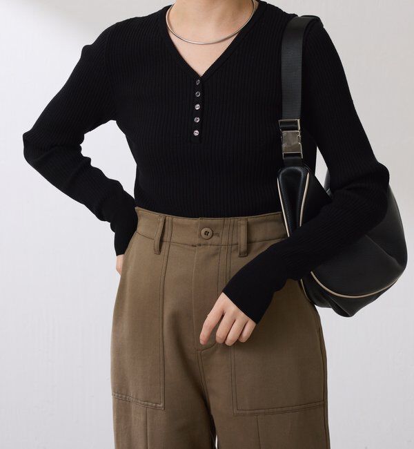  「ヘンリーネックVニット」|ニット・セーター|