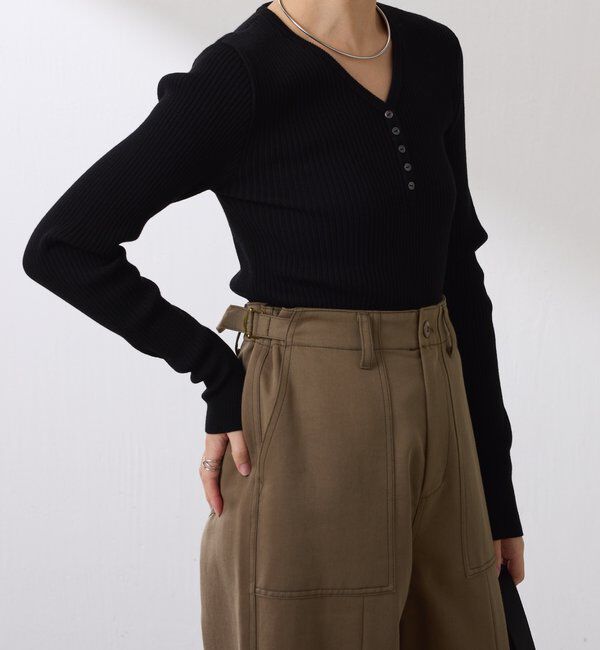  「ヘンリーネックVニット」|ニット・セーター|