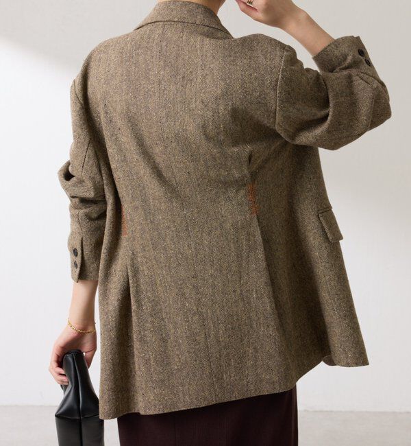 「【腰回りカバー】ネップオーバージャケット」|テーラードジャケット|