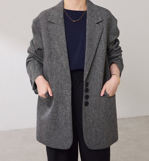  「【腰回りカバー】ネップオーバージャケット」|テーラードジャケット|