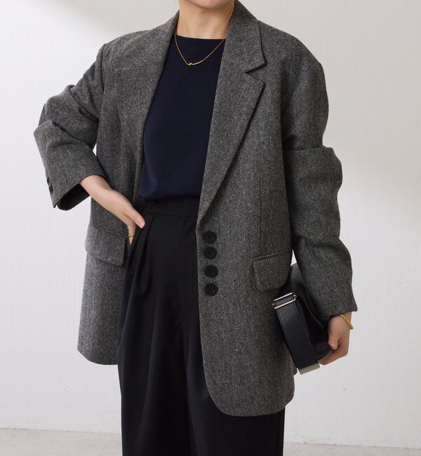  「【腰回りカバー】ネップオーバージャケット」|テーラードジャケット|