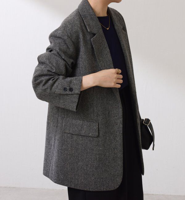  「【腰回りカバー】ネップオーバージャケット」|テーラードジャケット|