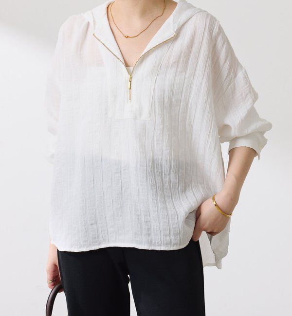  「【ロングシーズン活躍◎】シアークレープパーカー」|シャツ・ブラウス|