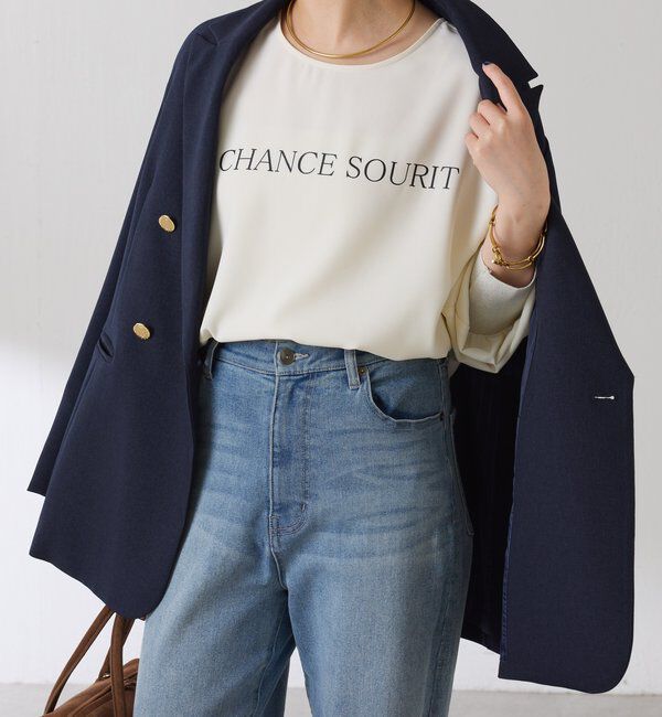  「袖ラメリブ2WAYロゴロンT」|Tシャツ・カットソー|