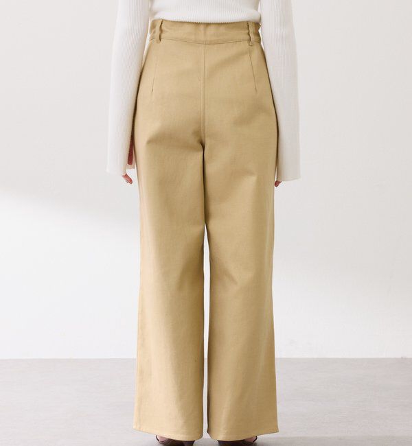  「【ウエスト調整可能】箔ツイルワイドパンツ」|チノ|
