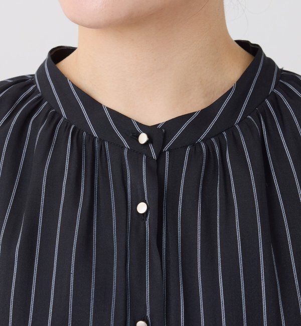  「袖シアーツイルストライプワンピース」|ワンピース|