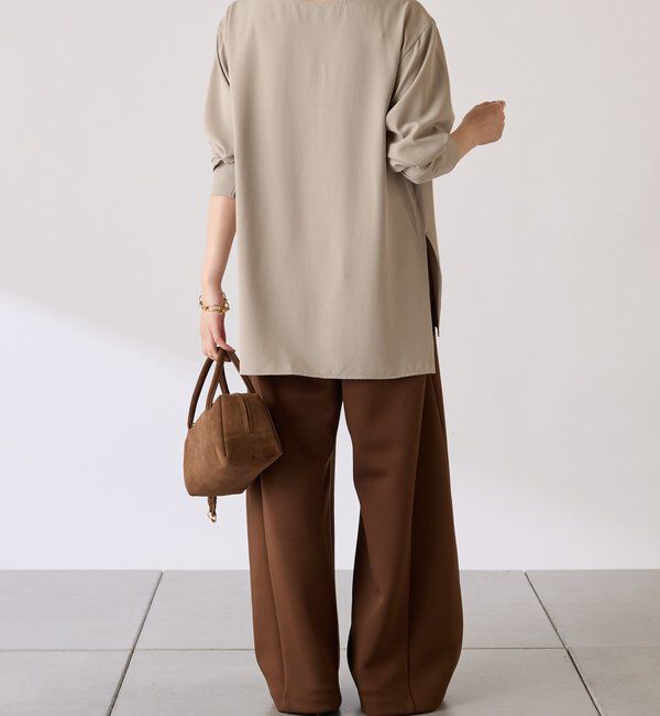  「フロッキーロゴ袖リブロンT/Tブラウス」|Tシャツ・カットソー|