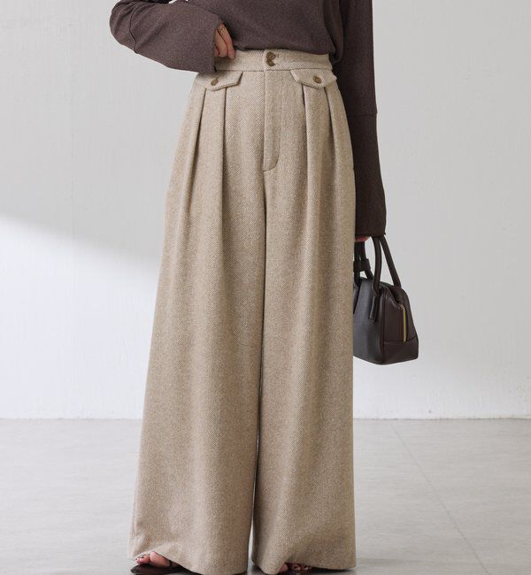  「ツイードタックワイドパンツ」|チノ|