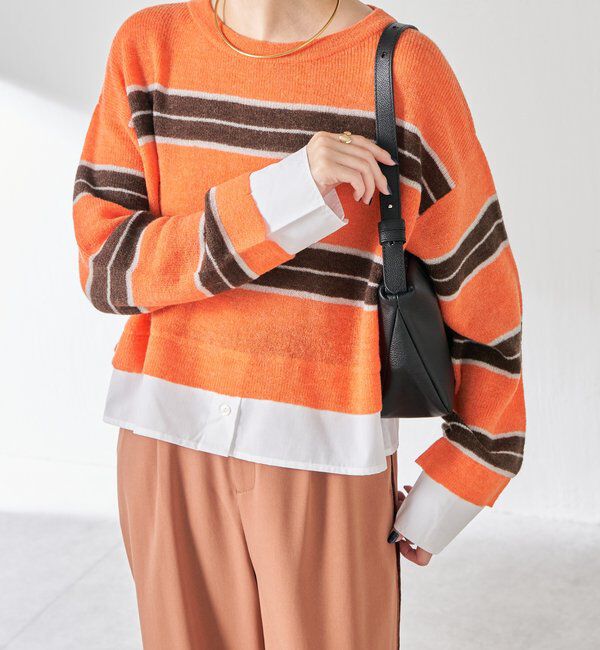  「エアリードッキングボーダーニット」|ニット・セーター|オレンジ