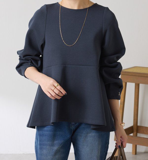  「袖ビジューペプラムカットソー」|Tシャツ・カットソー|