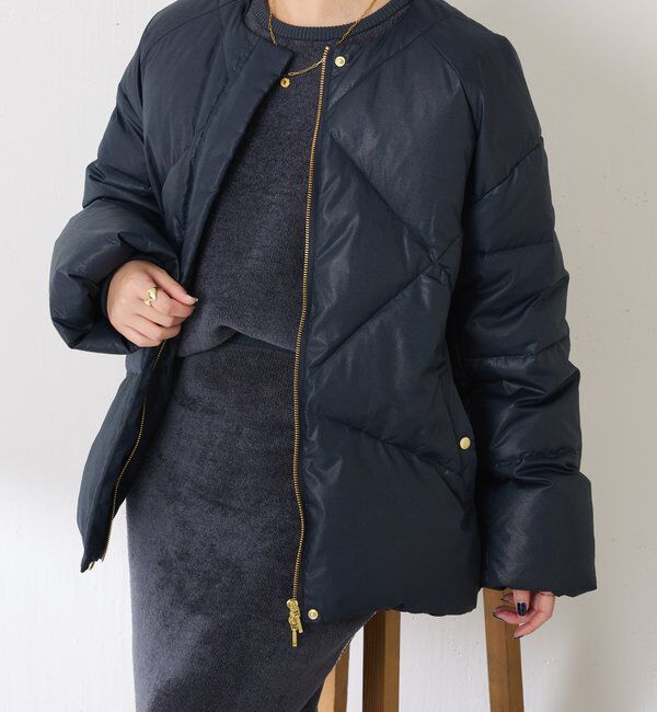  「【マット見え/軽量コート】ライトエンボスノーカラーダウン」|その他|