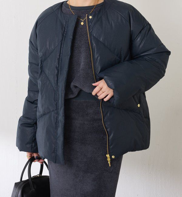  「【マット見え/軽量コート】ライトエンボスノーカラーダウン」|その他|