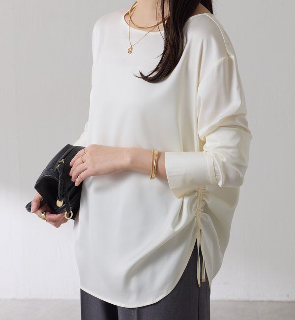  「サテンサイドドロストTブラウス」|シャツ・ブラウス|