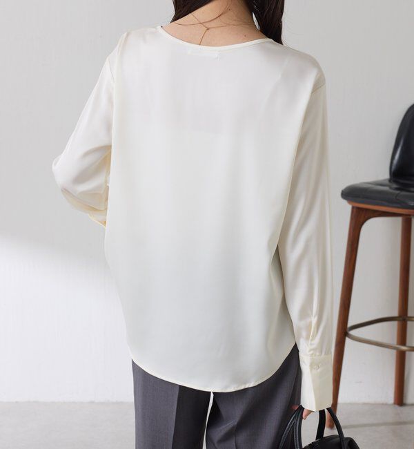  「サテンサイドドロストTブラウス」|シャツ・ブラウス|