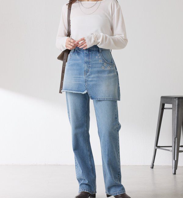  「Q.anos　レイヤードデニムスカート」|スカート|