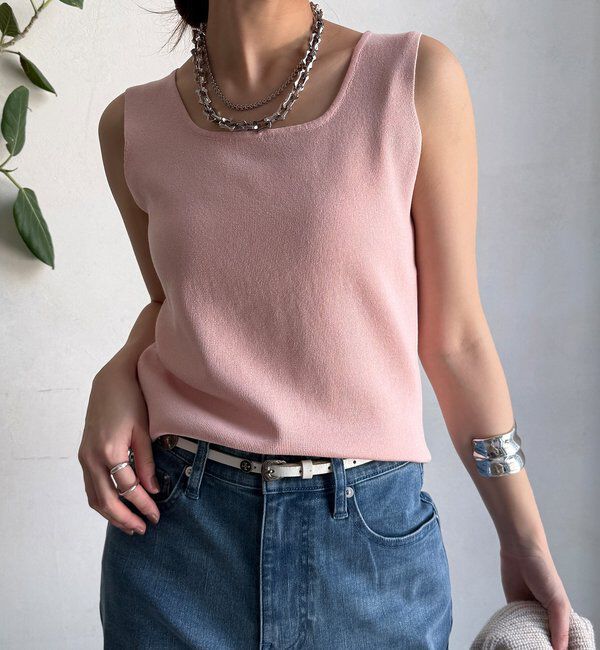  「スクエアニットタンク」|ニット・セーター|ベビーピンク