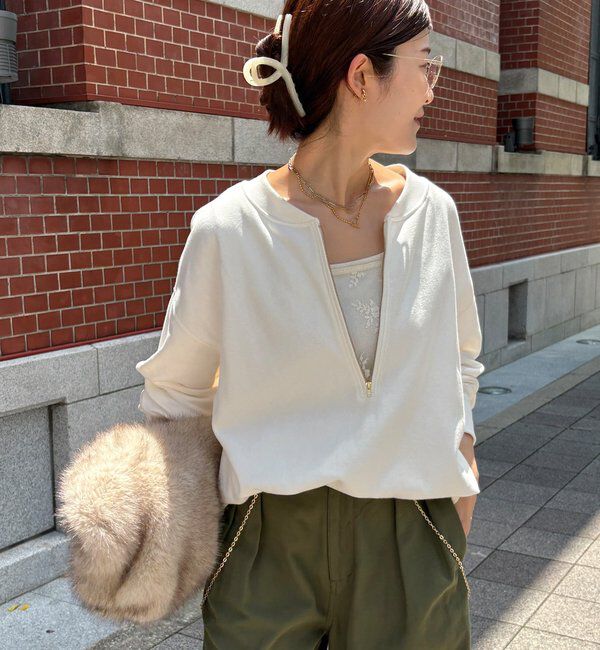  「【新色追加】【インフルエンサー OKOCHI企画】ハーフジップスウェット」|Tシャツ・カットソー|オフホワイト