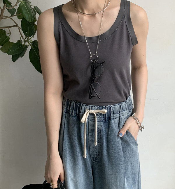  「ラメステッチキャミタンク」|Tシャツ・カットソー|