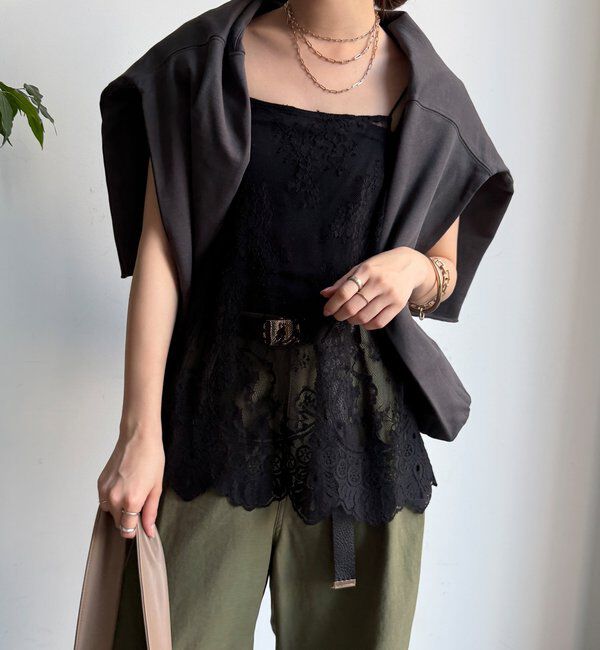  「【新色追加】スカラレースキャミ」|シャツ・ブラウス|ブラック