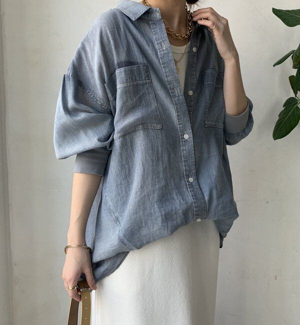  「袖リブシアーデニムシャツ」|シャツ・ブラウス|