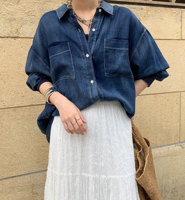  「袖リブシアーデニムシャツ」|シャツ・ブラウス|