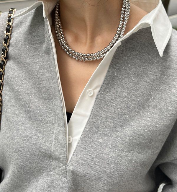  「3連ボールチェーンレイヤードネックレス」|ネックレス|