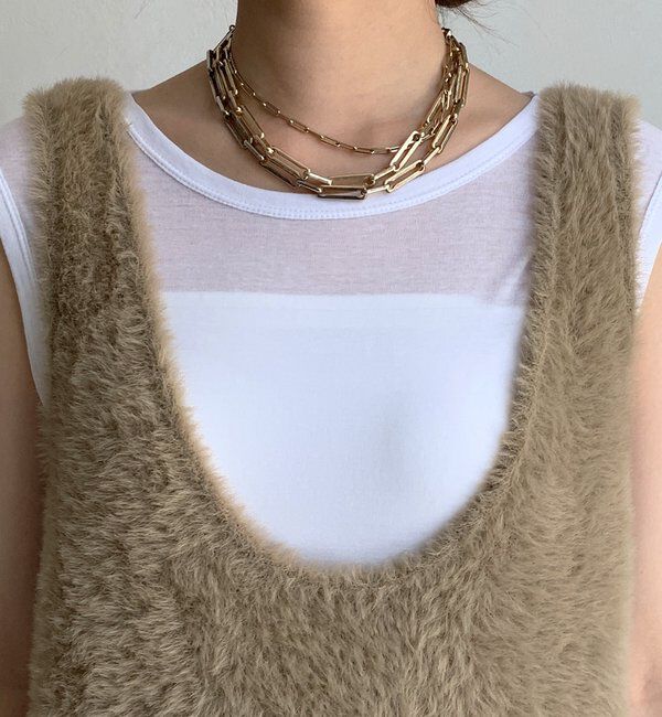  「前後2WAYシャギーニットタンクベスト」|ニット・セーター|