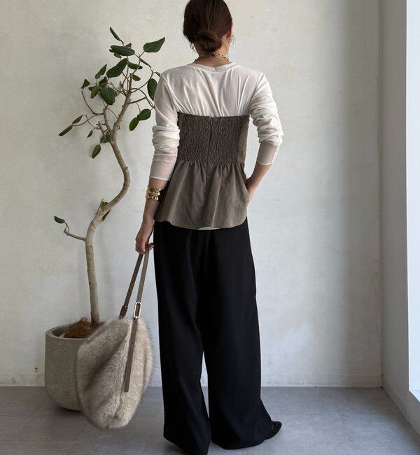  「【新色追加】チュールフロッキーシアー切替TEE」|Tシャツ・カットソー|