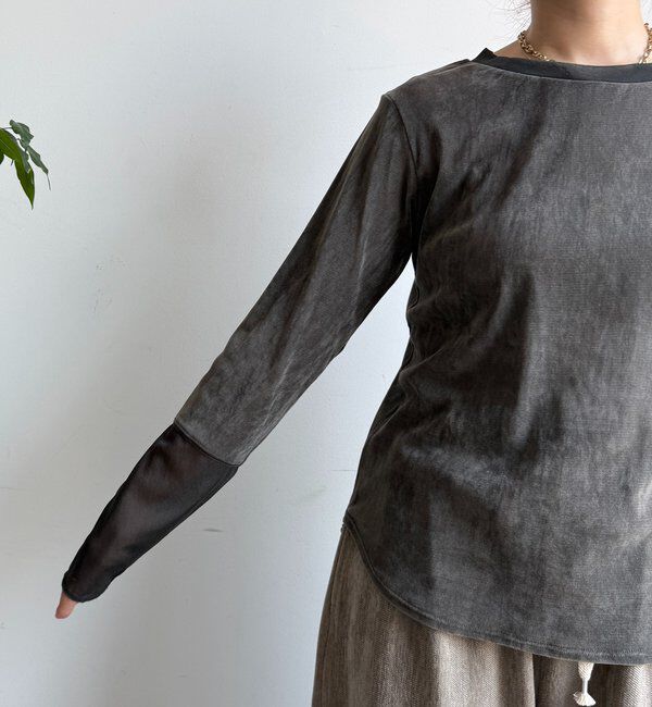  「【新色追加】チュールフロッキーシアー切替TEE」|Tシャツ・カットソー|