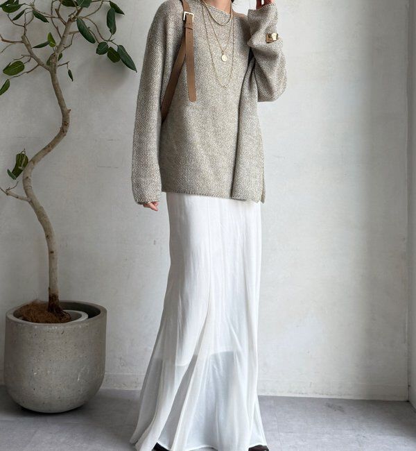  「ウールメランジ鹿の子プルオーバー」|ニット・セーター|