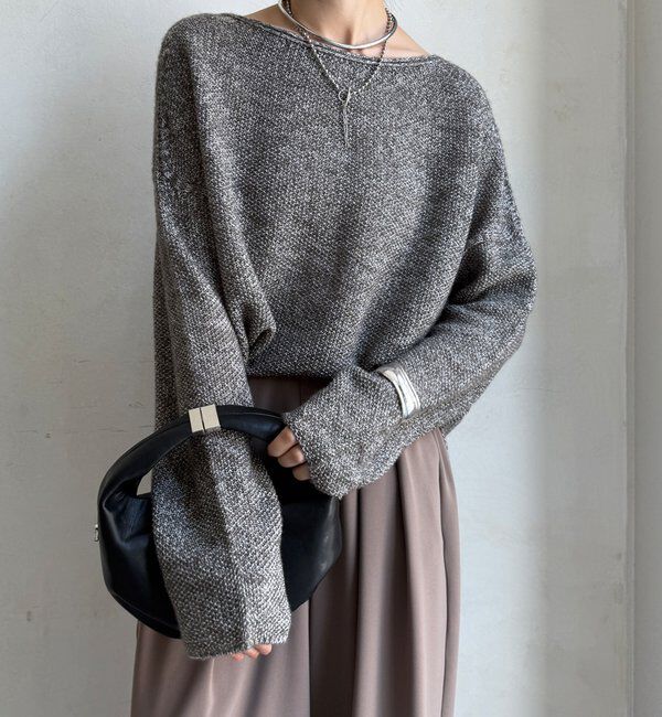  「ウールメランジ鹿の子プルオーバー」|ニット・セーター|