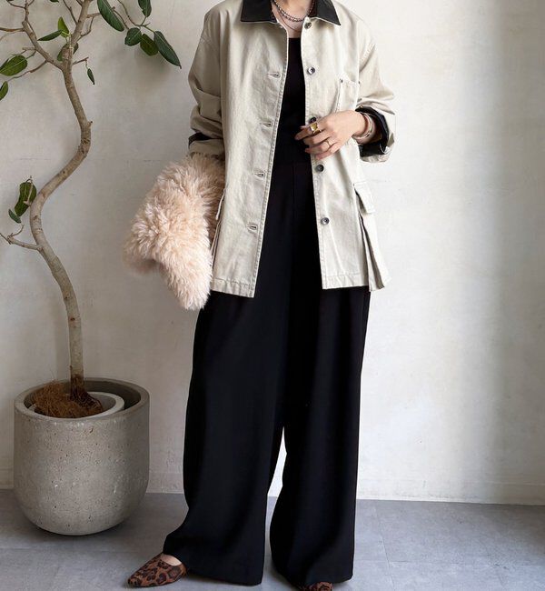  「レザーカラーカバーオールジャケット」|ブルゾン・スタジャン|