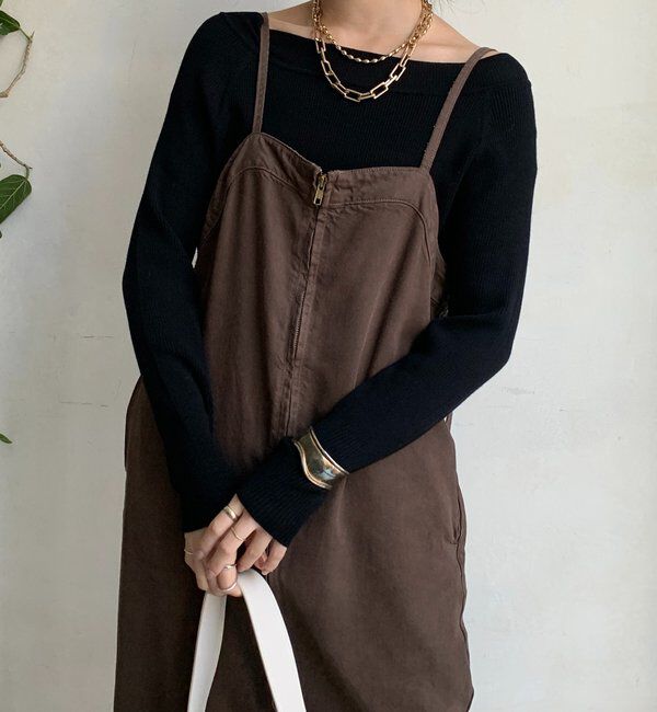  「ボートネックリブニット」|ニット・セーター|ブラック