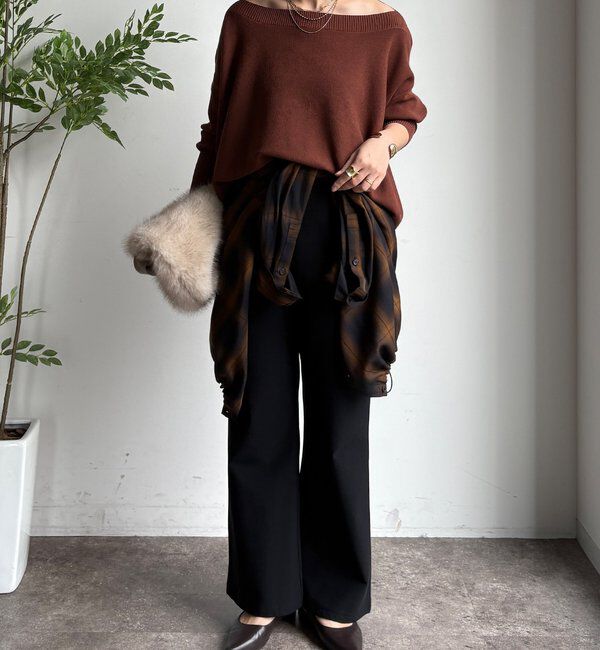  「裏起毛セミフレアイージーパンツ」|チノ|