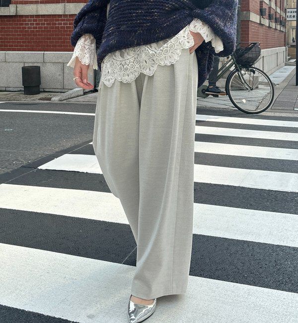  「ウォームタックワイドパンツ」|チノ|ライトグレー