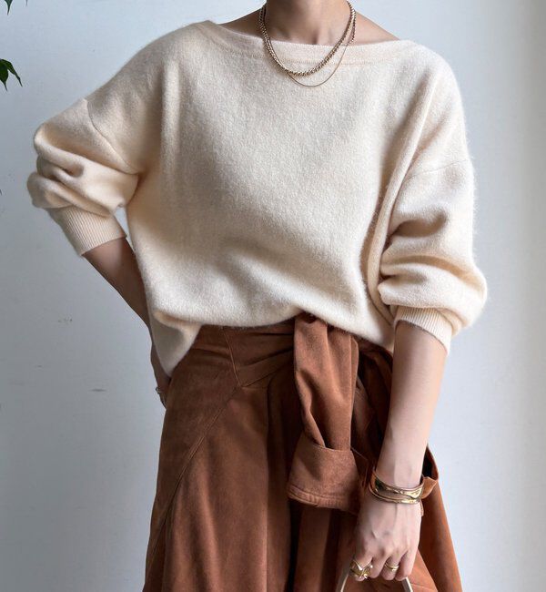  「ファーウールボートネックプルオーバー」|ニット・セーター|