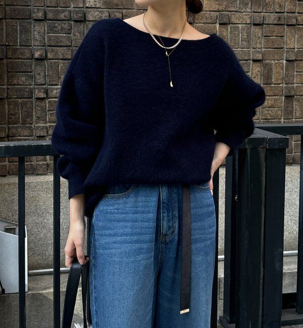  「ファーウールボートネックプルオーバー」|ニット・セーター|