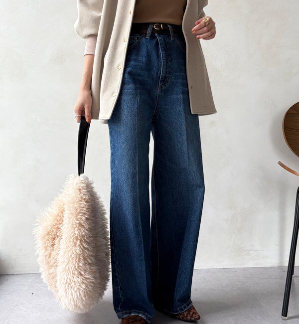  「ハイウエストダブルボタンデニム」|デニム|