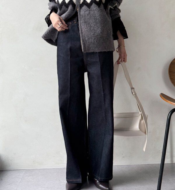  「ハイウエストダブルボタンデニム」|デニム|