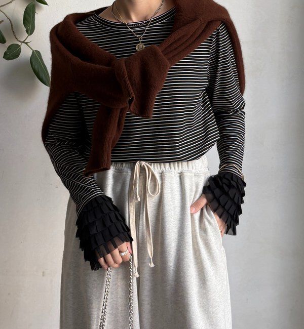  「袖フリルトップス」|Tシャツ・カットソー|