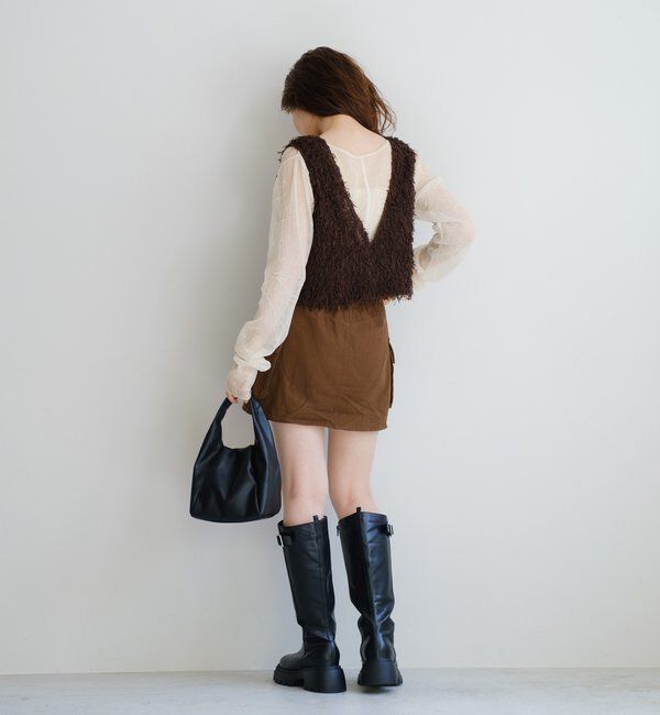  「【新色追加/前後2WAY】ファーショートベスト」|ベスト・ジレ|