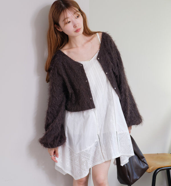  「【2WAY】フェザードッキングニットカーディガン」|カーディガン|