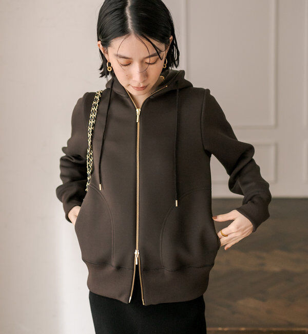  「【WEB限定/キレイめ上品】スポンジダンボールZIPパーカーカットソー」|パーカー|