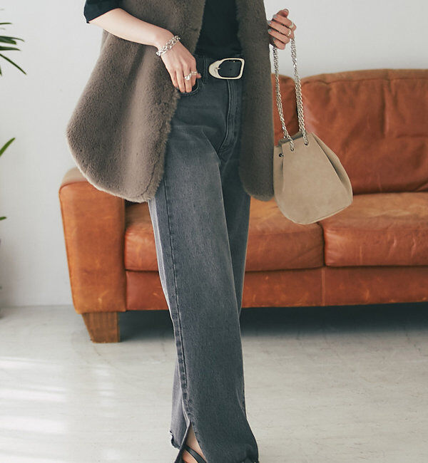  「【全骨格美脚見え！】slit DENIM」|デニム|