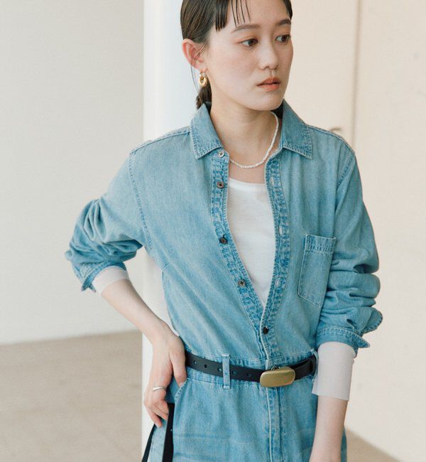 「【MONN&times;Yoshiiiiii】デニムシャツワンピース」|ワンピース|
