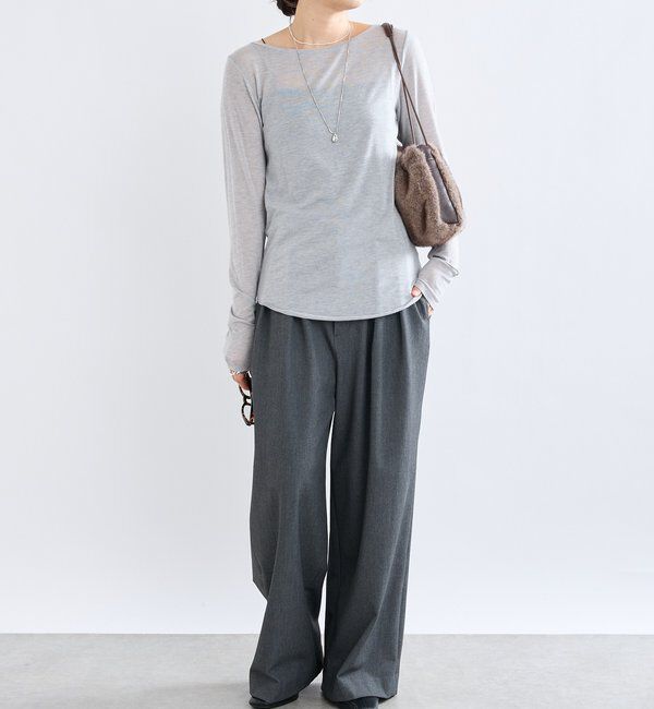  「【リバイバル/やわらかな肌触り】シルクカシミヤブレンドボートT」|Tシャツ・カットソー|