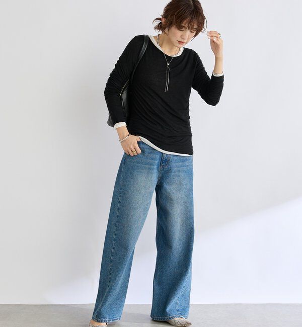  「【リバイバル/やわらかな肌触り】シルクカシミヤブレンドボートT」|Tシャツ・カットソー|