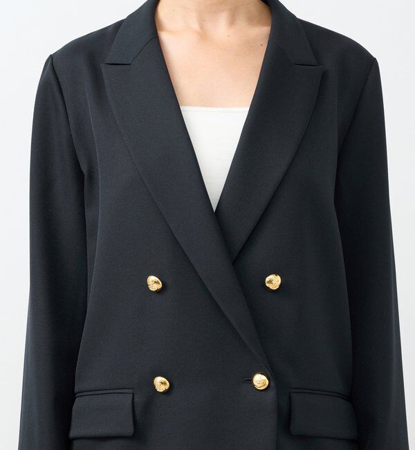  「【軽い着心地】ピーチツイルピークドラペルジャケット」|テーラードジャケット|