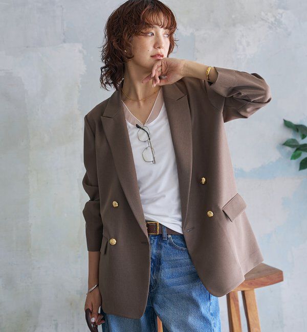  「【軽い着心地】ピーチツイルピークドラペルジャケット」|テーラードジャケット|