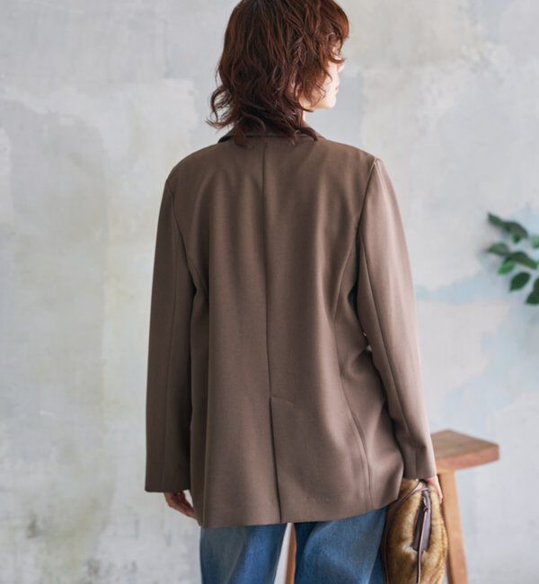  「【軽い着心地】ピーチツイルピークドラペルジャケット」|テーラードジャケット|